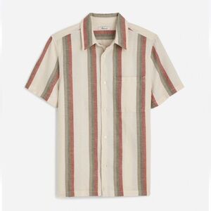 Madewell Short-Sleeve Vertical Stripe Button-Down Linen Cotton size XL